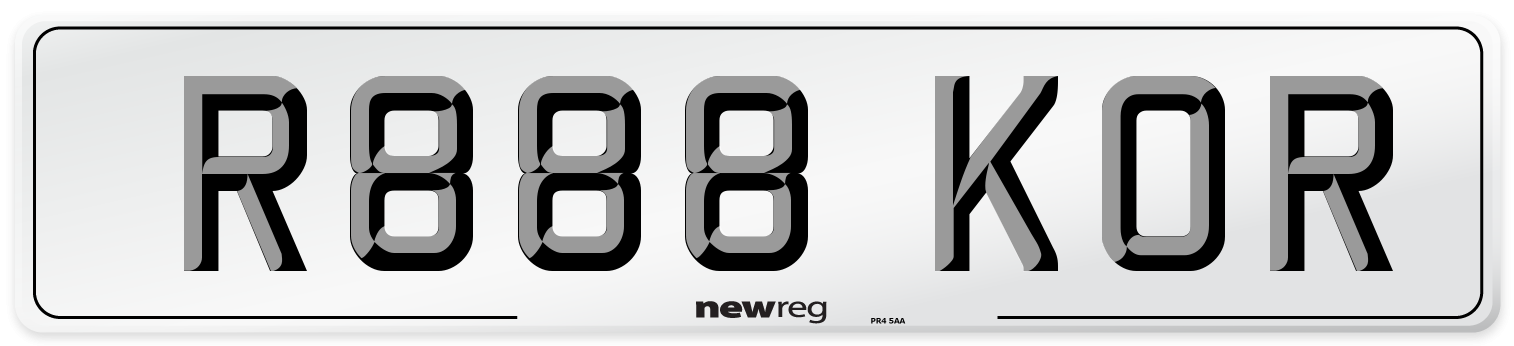 R888 KOR Number Plate from New Reg